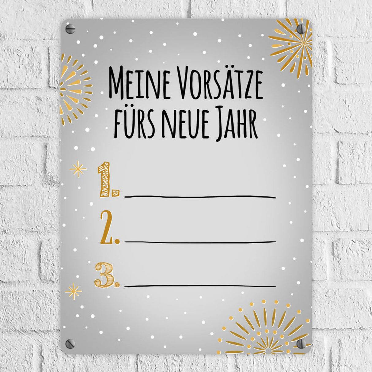 Vorsätze fürs neue Jahr Metallschild zum selber beschriften - Silvester Vorsatz jahr Year happy neu Rutsch