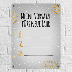 Vorsätze fürs neue Jahr Metallschild zum selber beschriften - Silvester Vorsatz jahr Year happy neu Rutsch