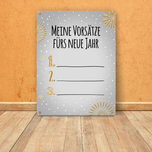 Vorsätze fürs neue Jahr Metallschild zum selber beschriften - Silvester Vorsatz jahr Year happy neu Rutsch