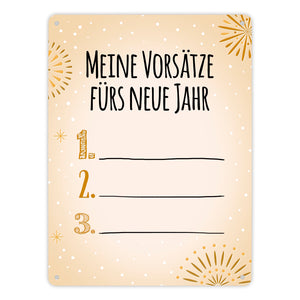 Vorsätze fürs neue Jahr Metallschild zum selber beschriften - Silvester Vorsatz jahr Year happy neu Rutsch
