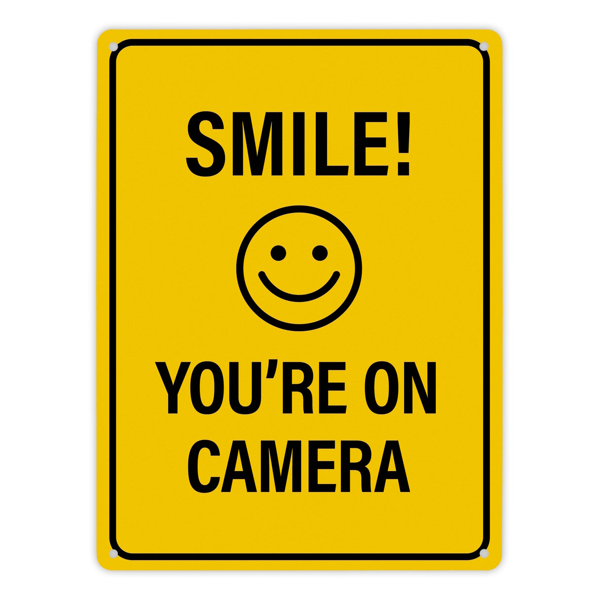 Smile you're on camera Metallschild - Kamera Lachen Lächeln Grundstück Eigentum Geischt