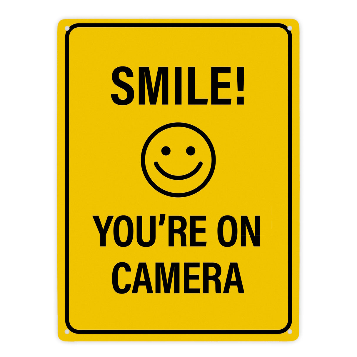 Smile you're on camera Metallschild - Kamera Lachen Lächeln Grundstück Eigentum Geischt