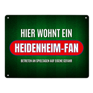 Hier wohnt ein Heidenheim-Fan Metallschild mit Rasen Motiv