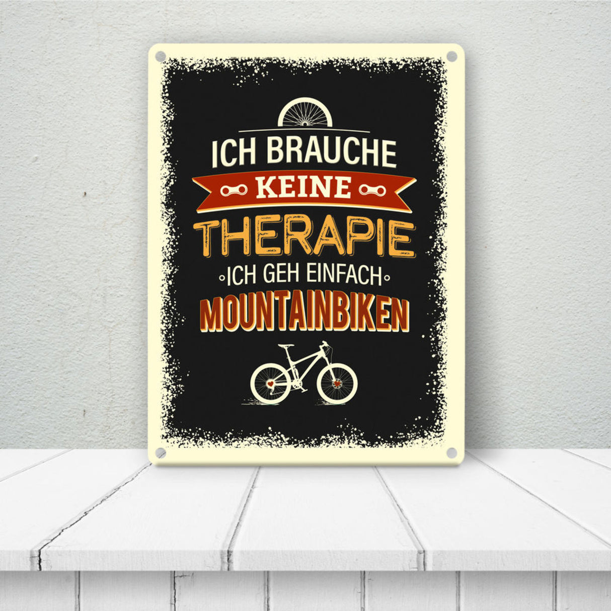 Keine Therapie - nur Radfahren Metallschild- Hobby Rad Bike Fahrrad Radfahrer natur