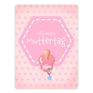 Mein erster Muttertag Metallschild Rosa oder Blau mit Schnuller Motiv