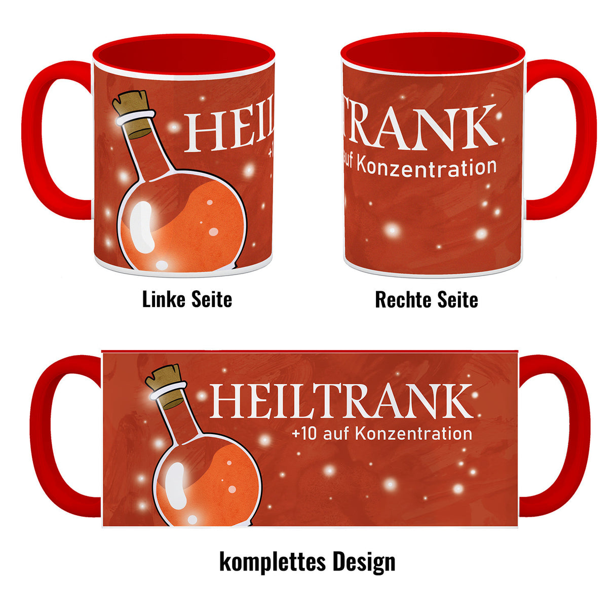 Kaffeebecher mit Heiltrank Motiv für alle Nerds und Geeks