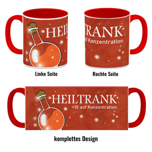 Kaffeebecher mit Heiltrank Motiv für alle Nerds und Geeks