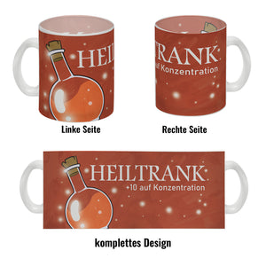 Kaffeebecher mit Heiltrank Motiv für alle Nerds und Geeks