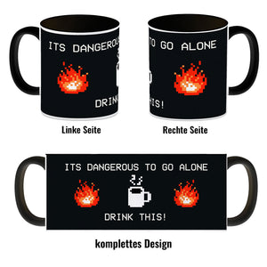 Dangerous to go Alone Kaffeebecher für alle Retro Zocker mit Pixel-Motiv