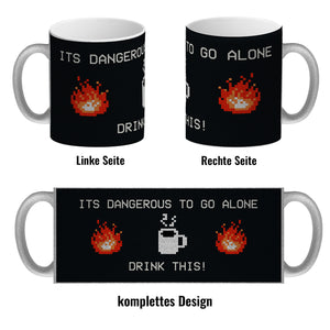 Dangerous to go Alone Kaffeebecher für alle Retro Zocker mit Pixel-Motiv