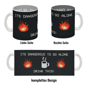 Dangerous to go Alone Kaffeebecher für alle Retro Zocker mit Pixel-Motiv