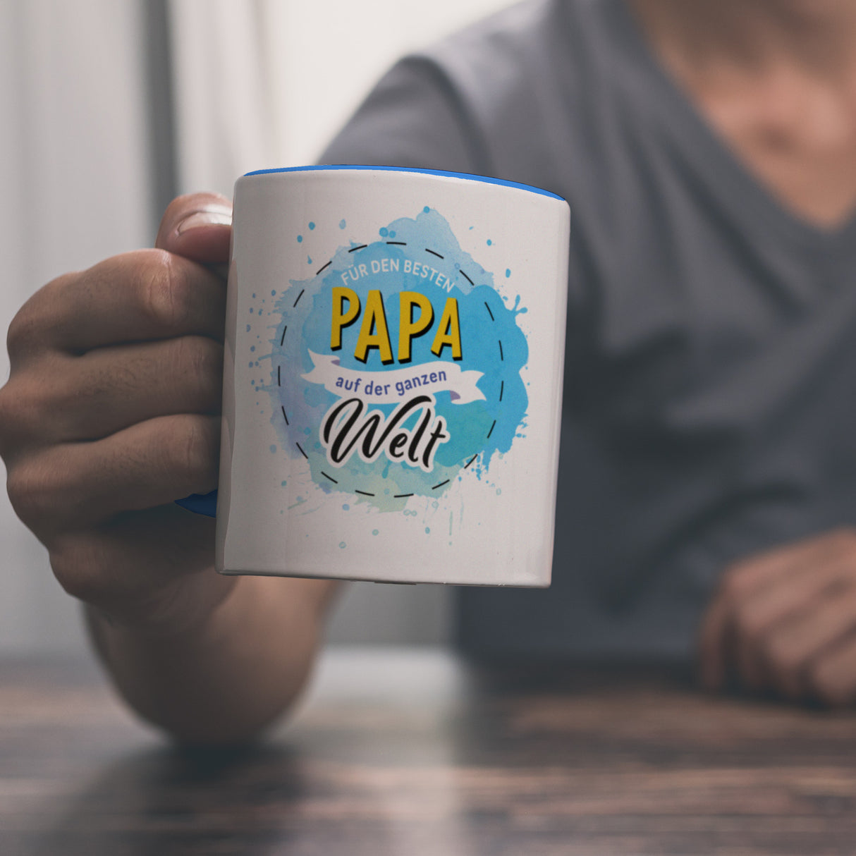 Für den besten Papa Kaffeebecher mit Wasserfarben Motv