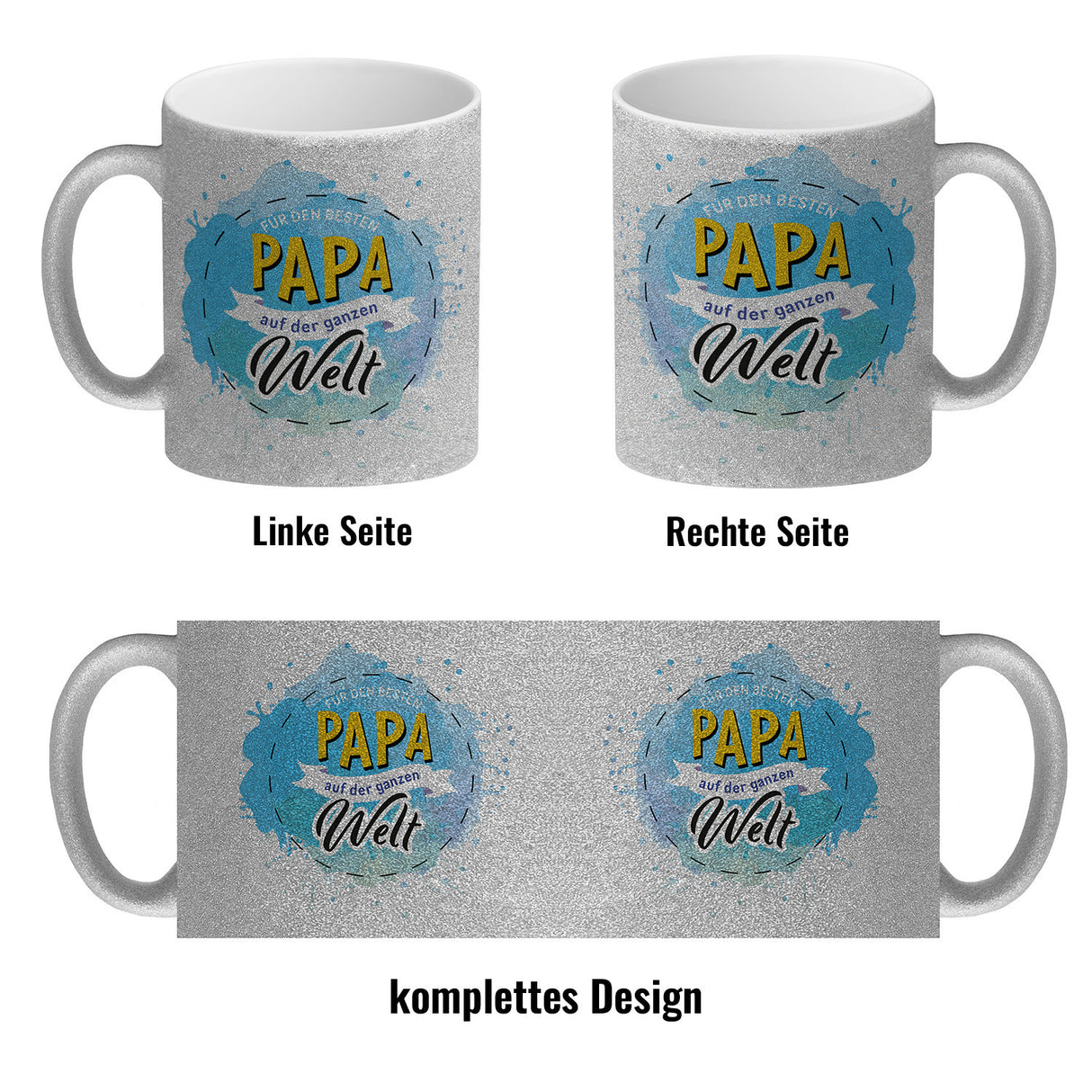 Für den besten Papa Kaffeebecher mit Wasserfarben Motv