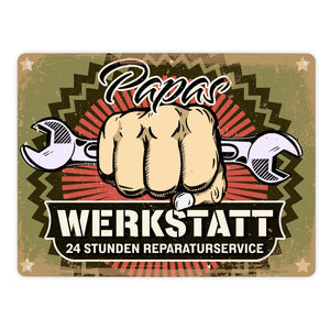 Papas Werkstatt Metallschild im rostigen Retrolook