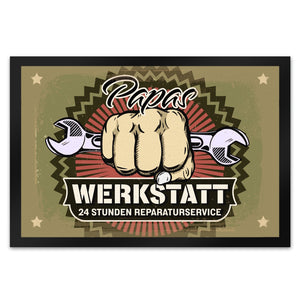 Papas Werkstatt Fußmatte im rostigen Retrolook