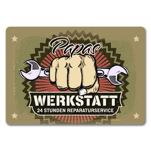 Papas Werkstatt Fußmatte im rostigen Retrolook