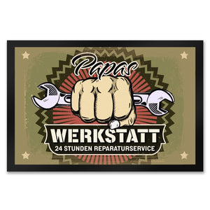 Papas Werkstatt Fußmatte im rostigen Retrolook