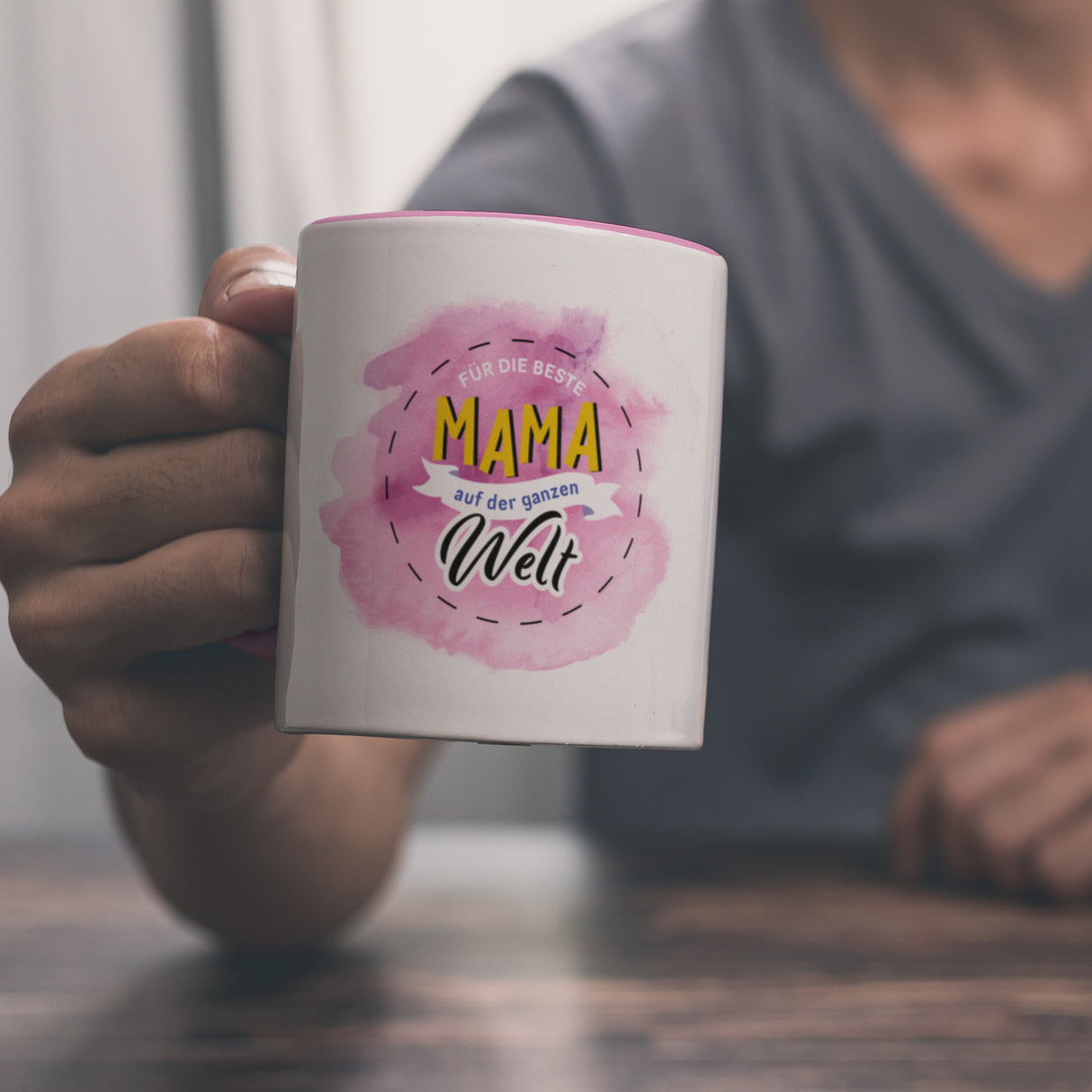 Für die beste Mama Kaffeebecher mit Wasserfarbenmotiv