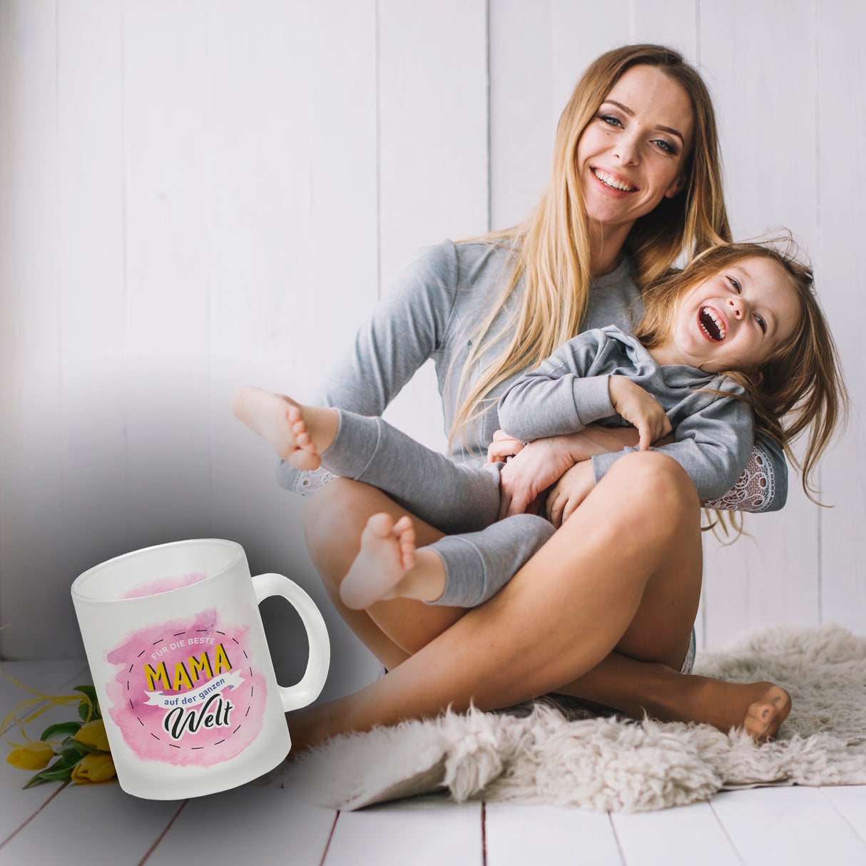 Für die beste Mama Kaffeebecher mit Wasserfarbenmotiv