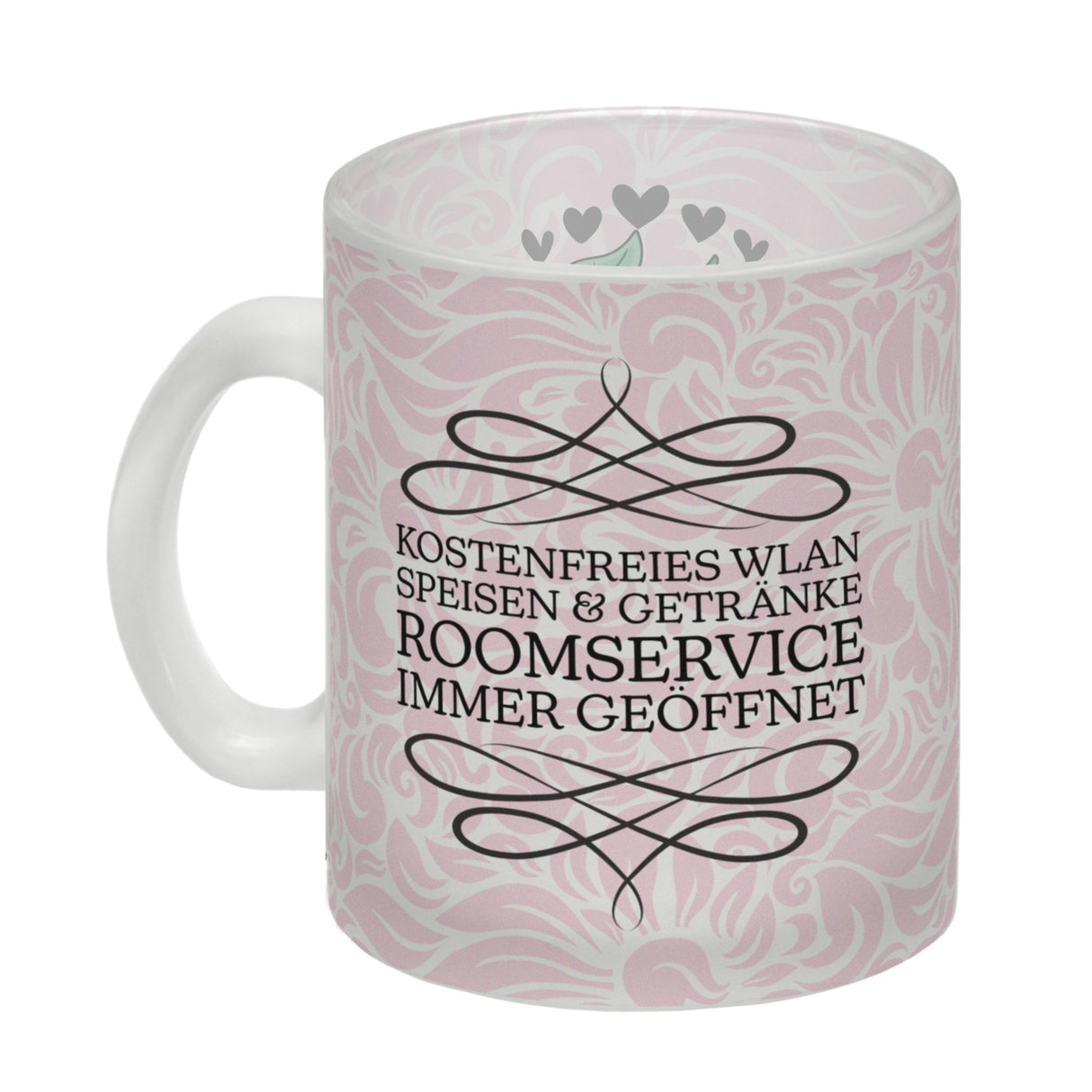 Hotel Mama Tasse mit floralen Mustern und Aufschriften