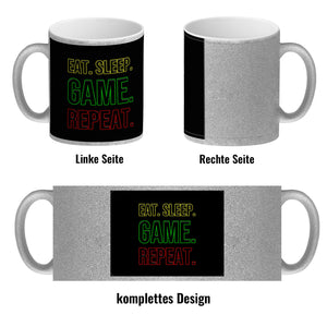 Kaffeebecher Eat. Sleep. Game. Repeat. Zocker Tasse für Gamer