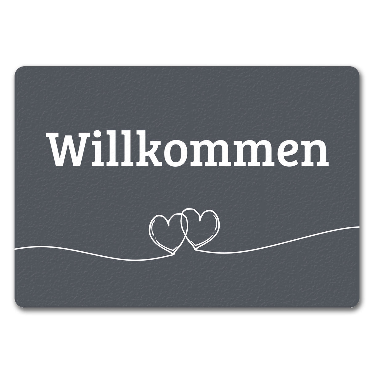 Fußmatte Willkommen in dunkelgrau mit Herzen