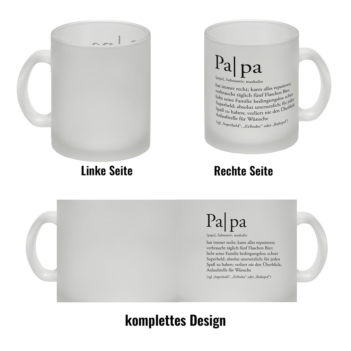 Papa Kaffeebecher mit lustiger Worterklärung