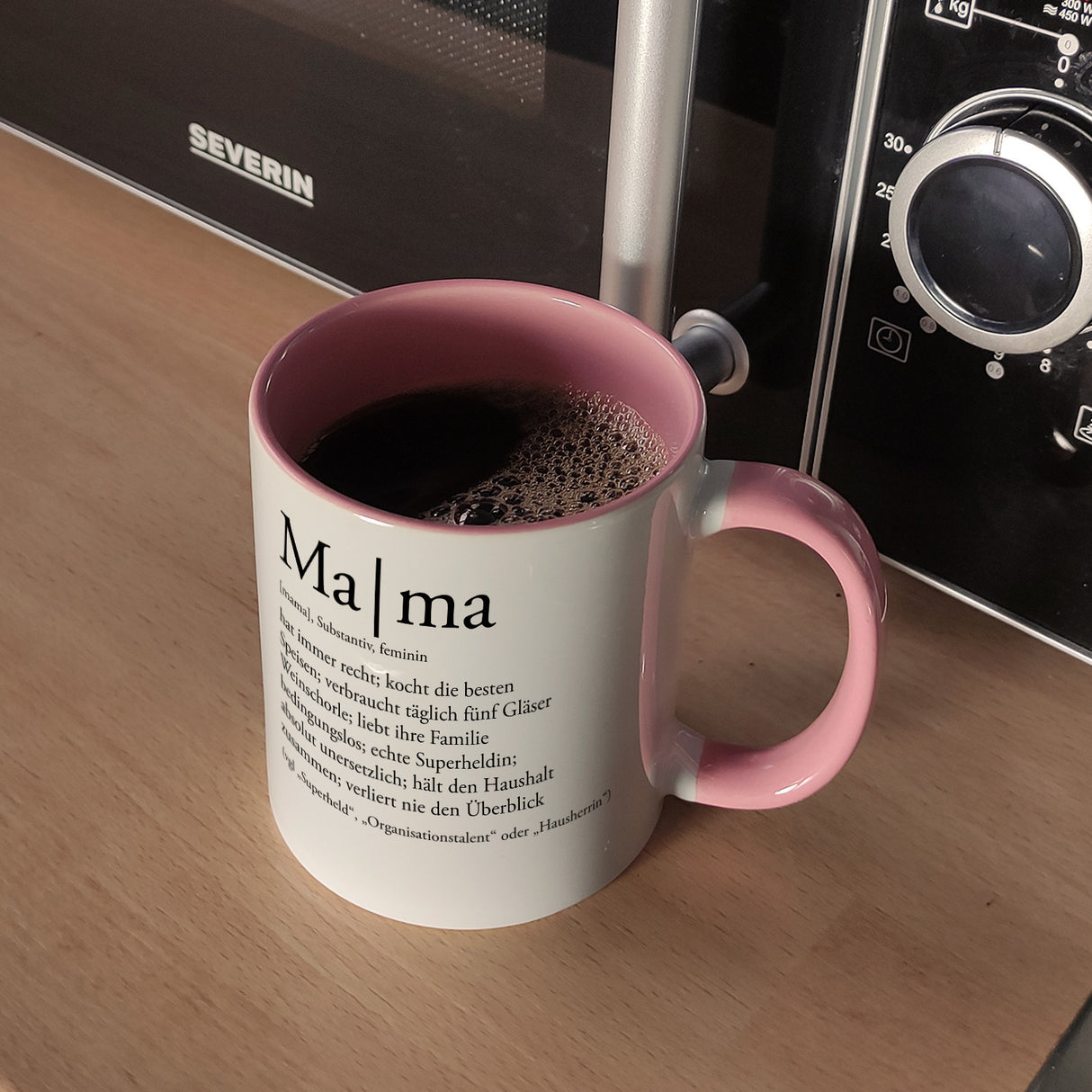 Mama Kaffeebecher mit lustiger Worterklärung