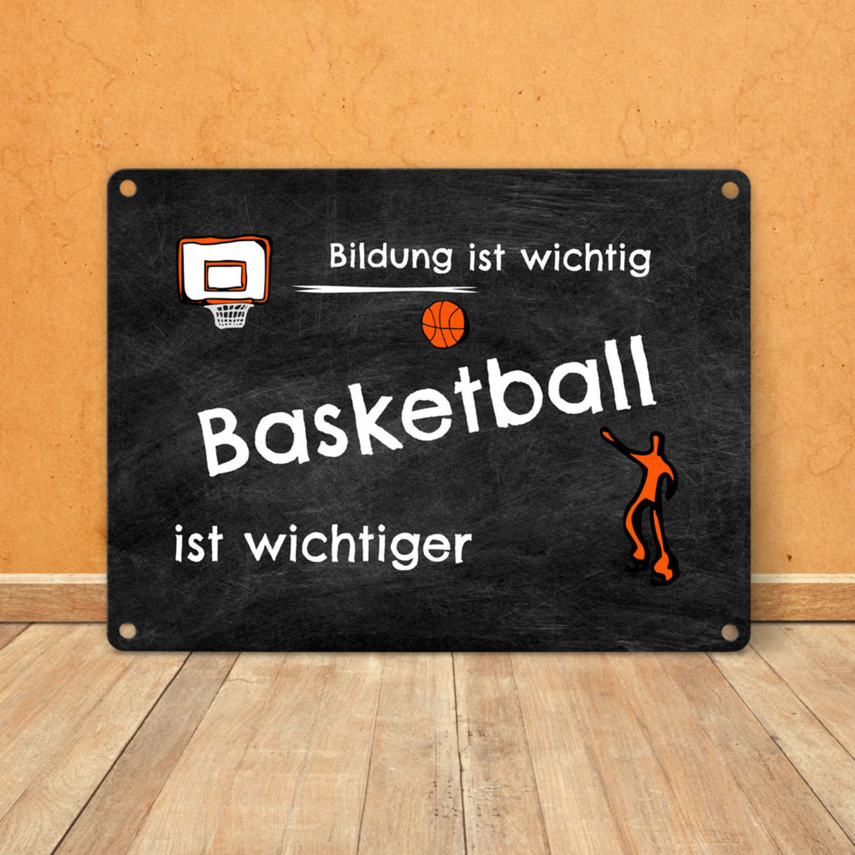 Basketball Metallschild - Arbeit ist wichtig Basketball ist wichtiger