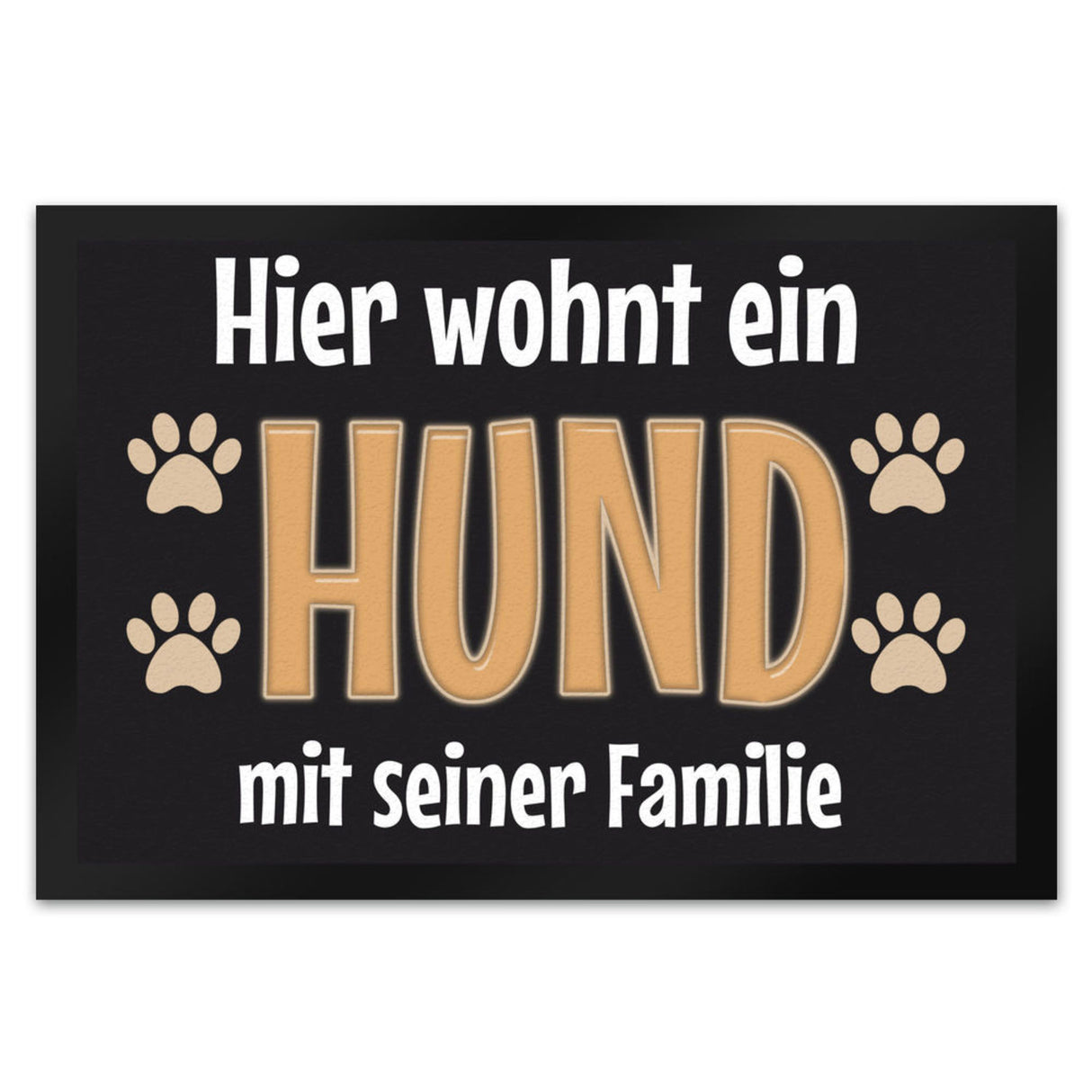 Hier wohnt ein Hund mit seinem Personal Fußmatte