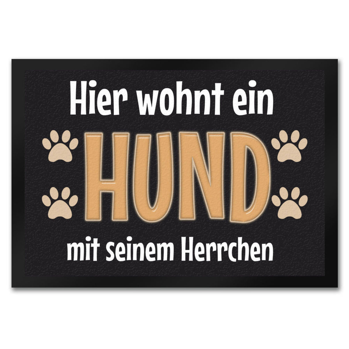 Hier wohnt ein Hund mit seinem Personal Fußmatte