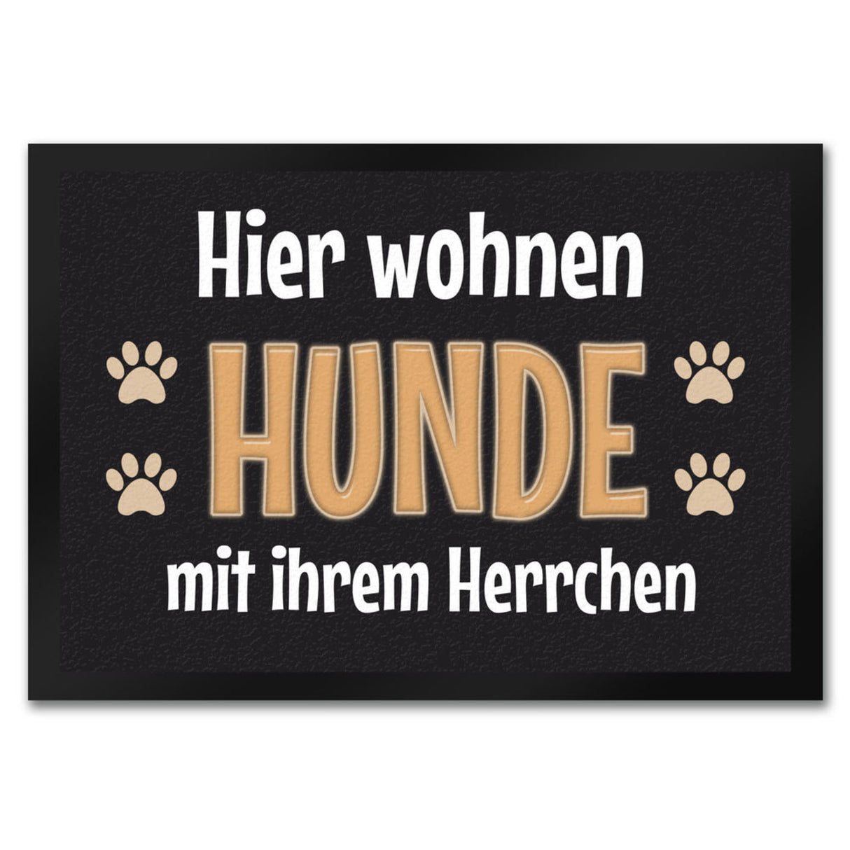 Hier wohnt ein Hund mit seinem Personal Fußmatte