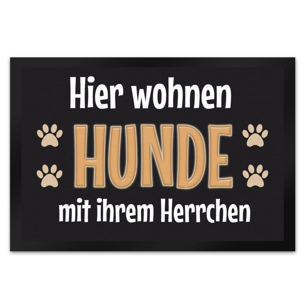 Hier wohnt ein Hund mit seinem Personal Fußmatte