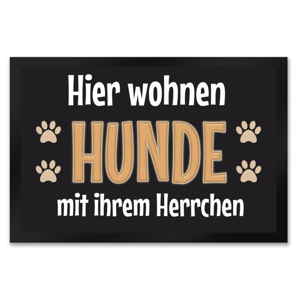 Hier wohnt ein Hund mit seinem Personal Fußmatte