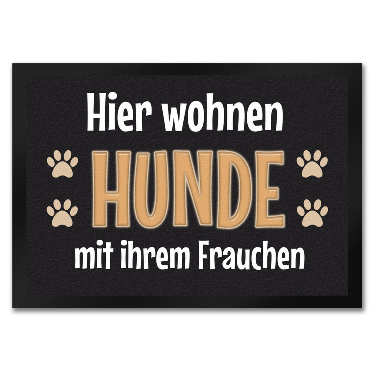 Hier wohnt ein Hund mit seinem Personal Fußmatte