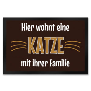 Fußmatte Hier wohnt eine Katze mit ihrem Personal