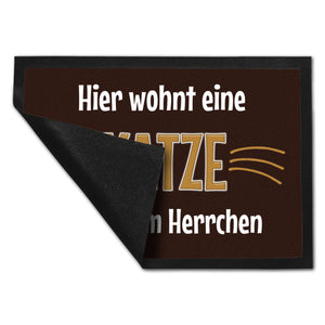 Fußmatte Hier wohnt eine Katze mit ihrem Personal