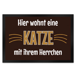 Fußmatte Hier wohnt eine Katze mit ihrem Personal