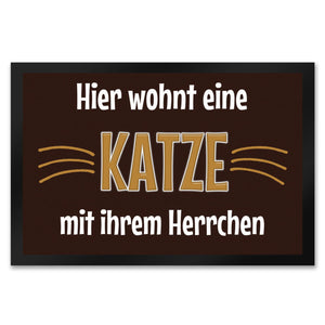 Fußmatte Hier wohnt eine Katze mit ihrem Personal