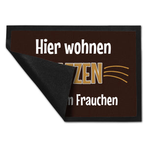 Fußmatte Hier wohnt eine Katze mit ihrem Personal