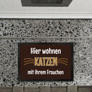 Fußmatte Hier wohnt eine Katze mit ihrem Personal