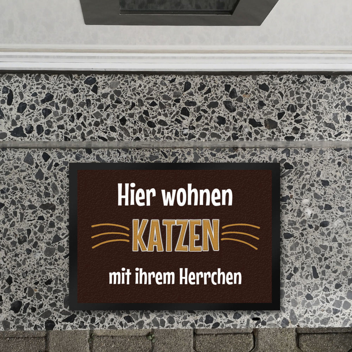 Fußmatte Hier wohnt eine Katze mit ihrem Personal