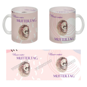 Nilpferd-Kaffeebecher zu ersten Muttertag mit Mama und Baby in rosa