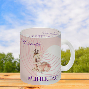 Nilpferd-Kaffeebecher zu ersten Muttertag mit Mama und Baby in rosa