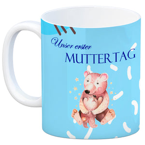 Nilpferd-Kaffeebecher zu ersten Muttertag mit Mama und Baby in rosa