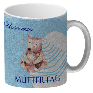 Nilpferd-Kaffeebecher zu ersten Muttertag mit Mama und Baby in rosa