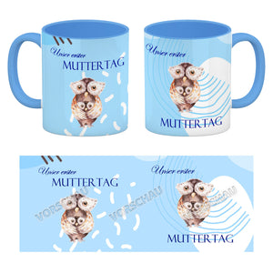 Nilpferd-Kaffeebecher zu ersten Muttertag mit Mama und Baby in rosa
