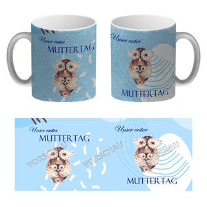 Nilpferd-Kaffeebecher zu ersten Muttertag mit Mama und Baby in rosa