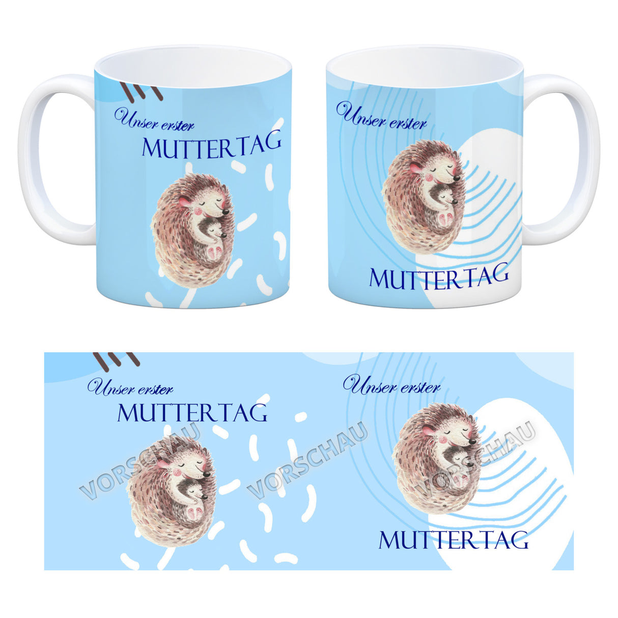 Nilpferd-Kaffeebecher zu ersten Muttertag mit Mama und Baby in rosa
