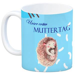 Nilpferd-Kaffeebecher zu ersten Muttertag mit Mama und Baby in rosa